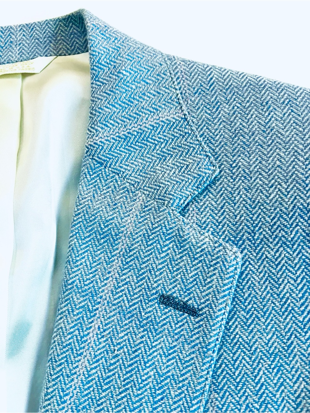 Light Blue Herringbone Men's Blazer Tailored by Gentlemen's Clothing Corbin